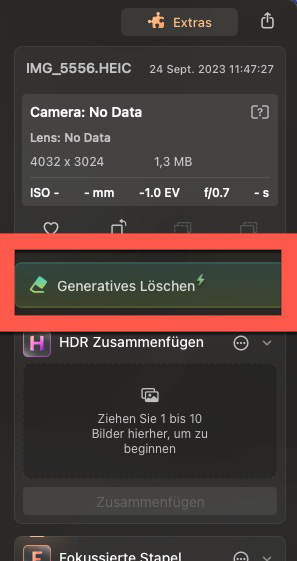 Luminar Neo: Generatives Löschen